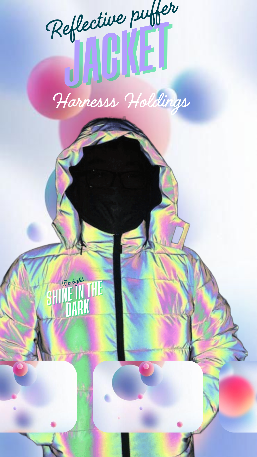 harness holdings reflective puffer jacket